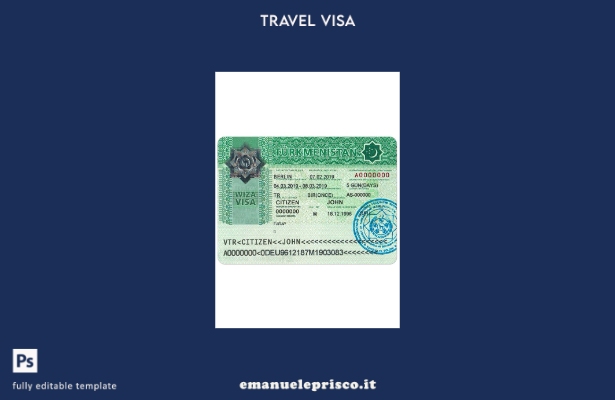 modello di visto per Turkmenistan in stile verificato